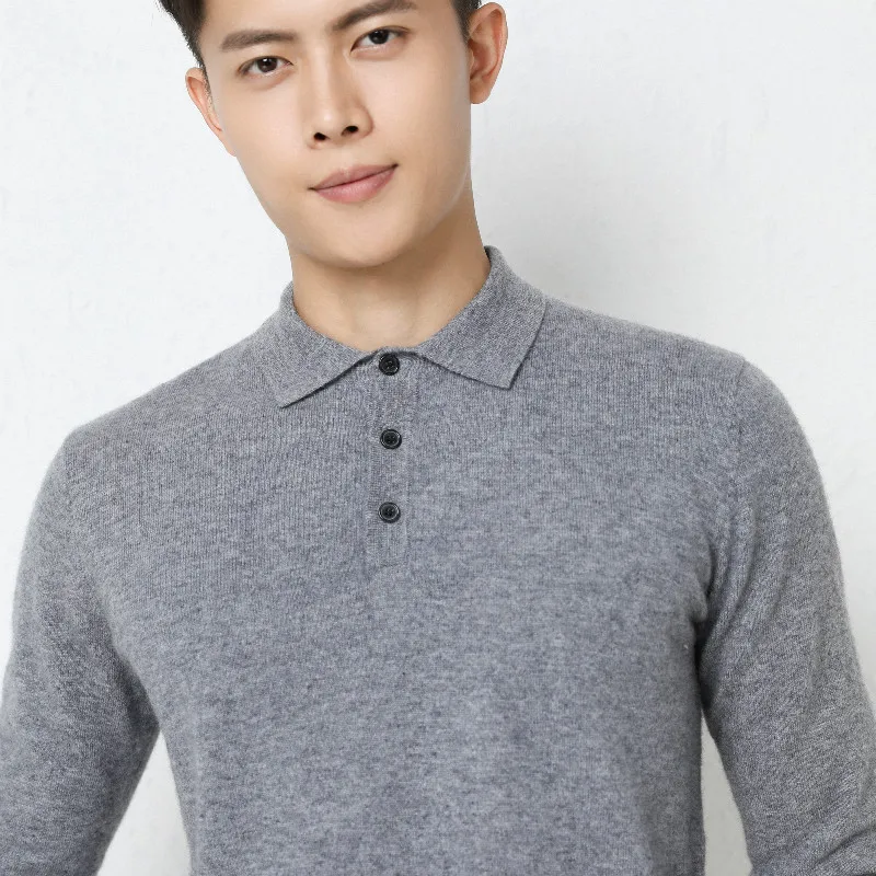 100% вязаные кашемировые свитера для мужчин 2020 Зимние поло осеннее с воротником
