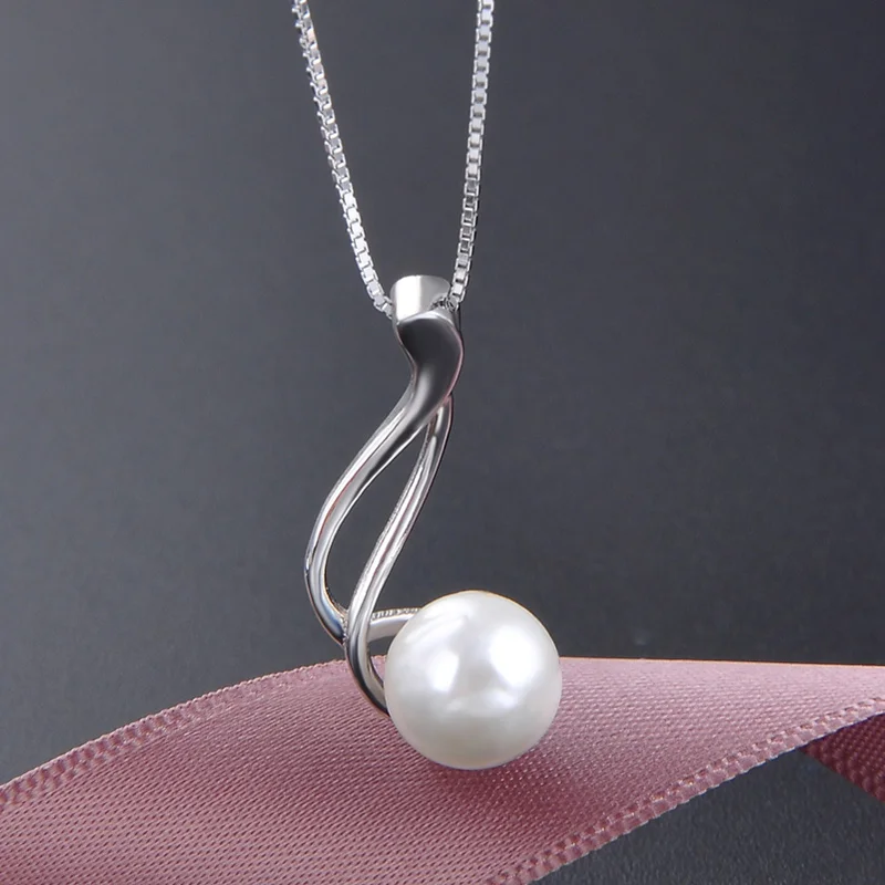 

Pearl pendant 925 sterling silver zircon necklace women with diamond chain fashion jewelry accessories