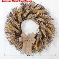 45cm autumn wreath thanksgiving decoration wheat wave garlanddoor hanging harvest festival wall decor home decoration vine ring