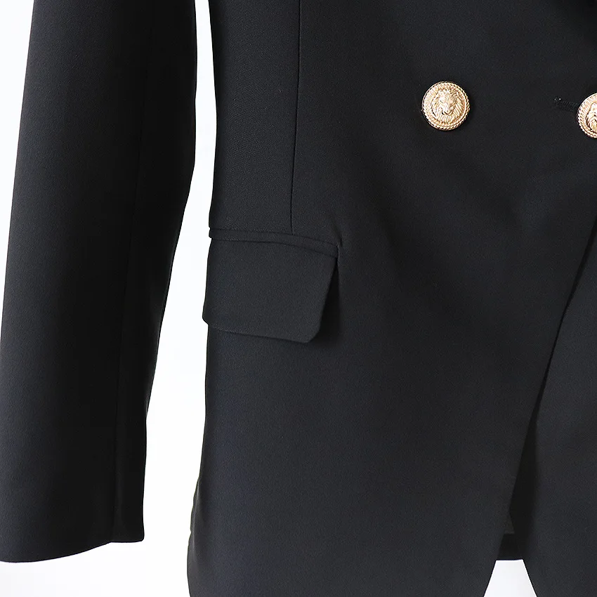 

HIGH QUALITY 2019 Designer Blazer Women's Long Sleeve Double Breasted Metal Lion Buttons Long Blazer Outer Wear Plus Size S-XXL