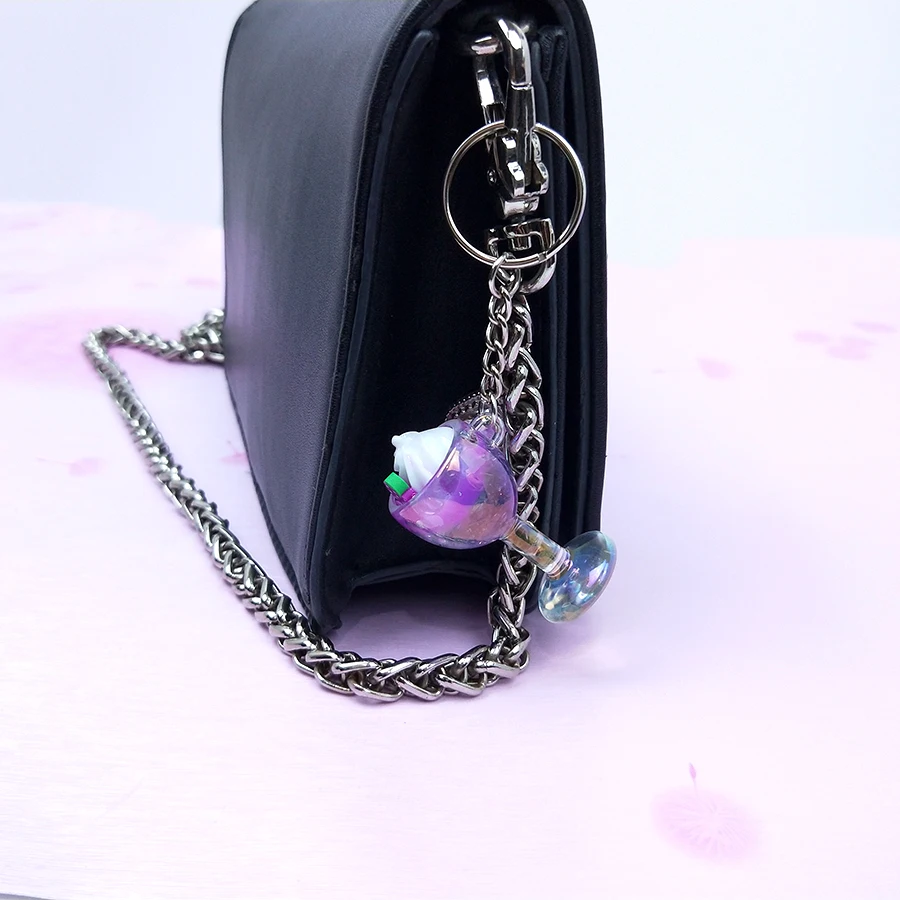 Акриловые милый брелок сока мороженого раковины дрейф бутылка с подвеской для