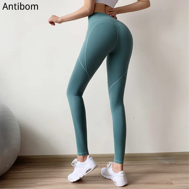 

Antibom Stretchy Yoga Pants Women Fitness Gym Squat Proof Slim Tights Running Workout Sport Leggings Qucik Dry Trousers Pocket