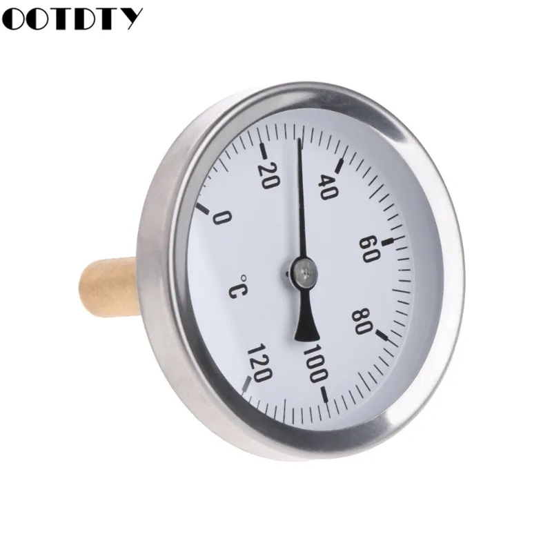 

63mm Dial Horizontal Thermometer Aluminum Temperature Gauge Meter Liquid Water