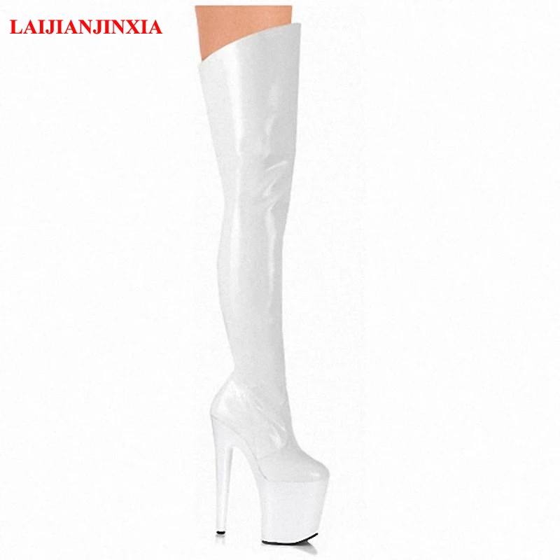 

New 20cm Pole dancing, sexy ultra-high knee-high boots with pure color, sexy dancer high-heeled lap dancing shoes