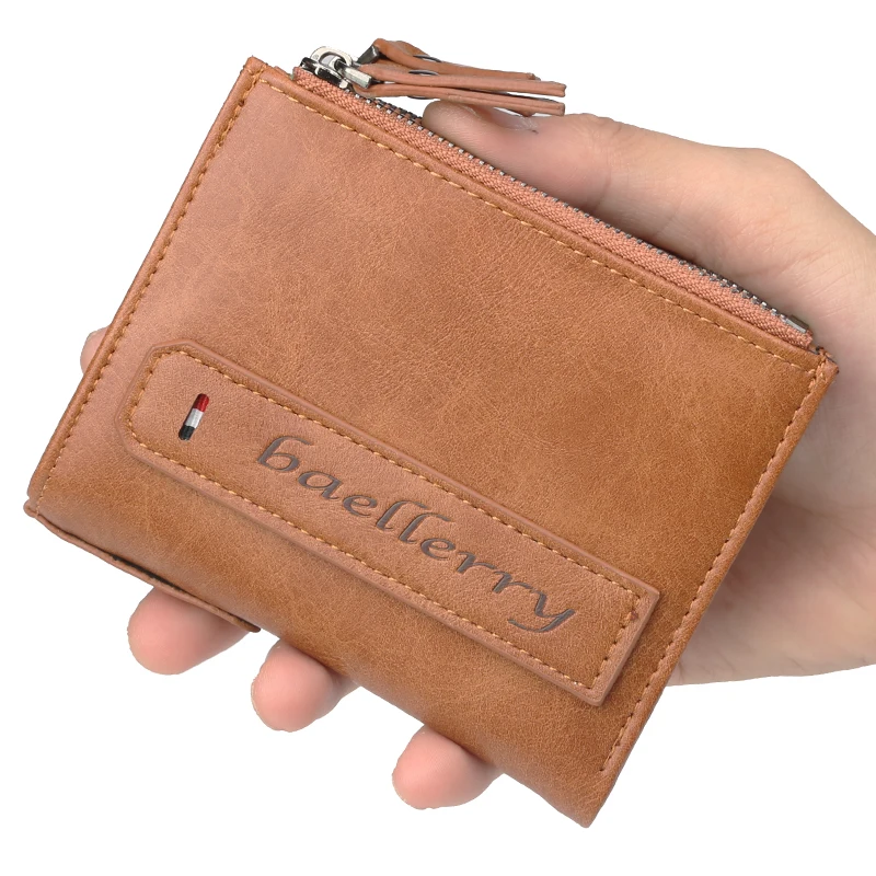 Мужской короткий кошелек на молнии многофункциональный бумажник большой