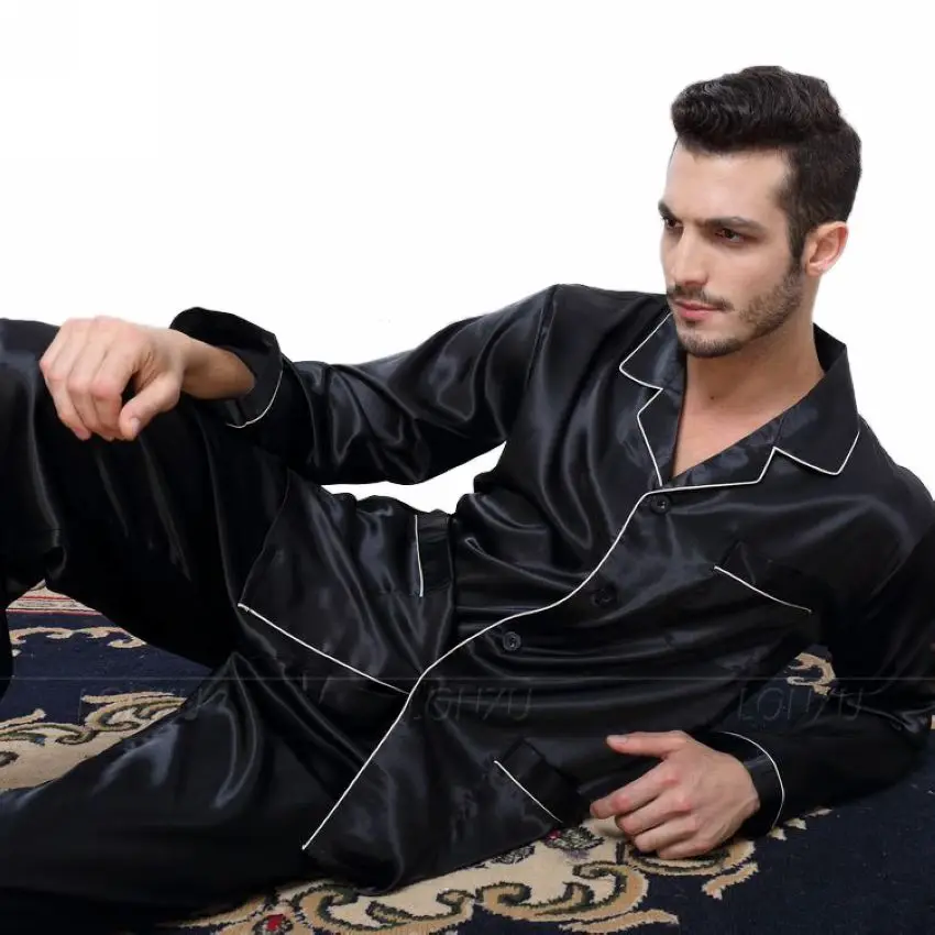 

Mens Silk Satin Pajamas Pyjamas Set Sleepwear Set Loungewear U.S. S,M,L,XL,XXL,XXXL,4XL__Fits All Seasons