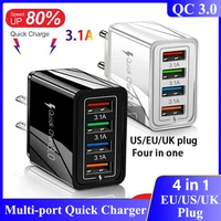 new 4 in 1 multi port usb qc 3 0 quick charger adapter 100 240v euusuk plug fast charging outlet plug for iphonehuaweixiaomi