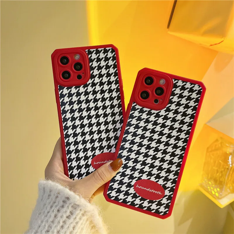 

Retro Art Thousand Bird Grid Korean Phone Case For iPhone 13 12 11 Pro X Xs Max Xr 7 8 Plus Cases Shockproof Soft Leather Cover