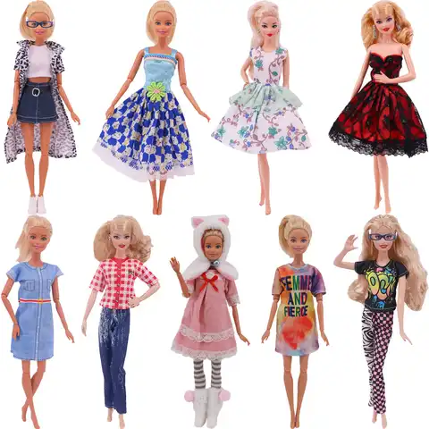 Одежда для куклы Барби платье + очки модная повседневная одежда вечернее платье свободная футболка Аксессуары Одежда для Барби Куклы Подар...