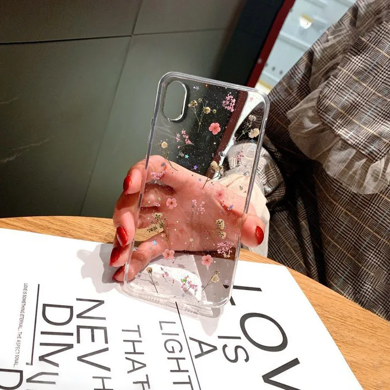 7 Для Iphone 11 Pro X 7 настоящий цветок Прозрачный чехол для телефона с цветочным рисунком для Iphone 11 Pro X Max XR XS 6 6s 7 8 Plus Мягкий силиконовый чехол - Цвет: 7