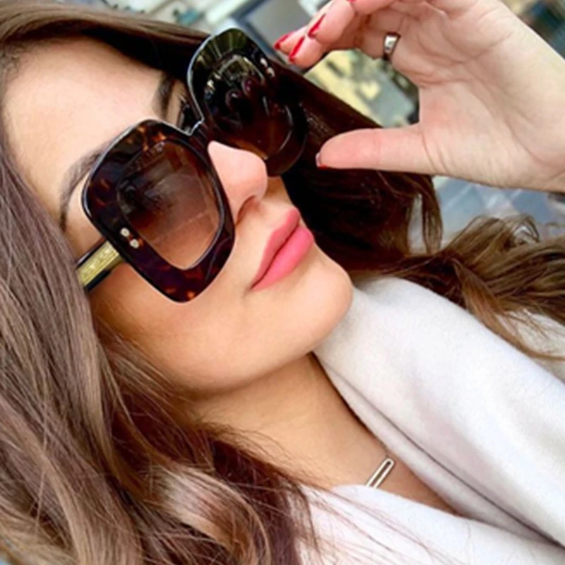 Роскошные квадратные леопардовые солнцезащитные очки для женщин и мужчин модные