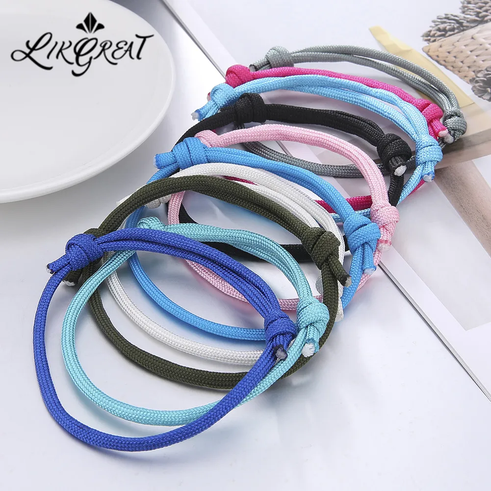 Регулируемый нейлоновый браслет LIKGREAT для мужчин и женщин однотонные браслеты в