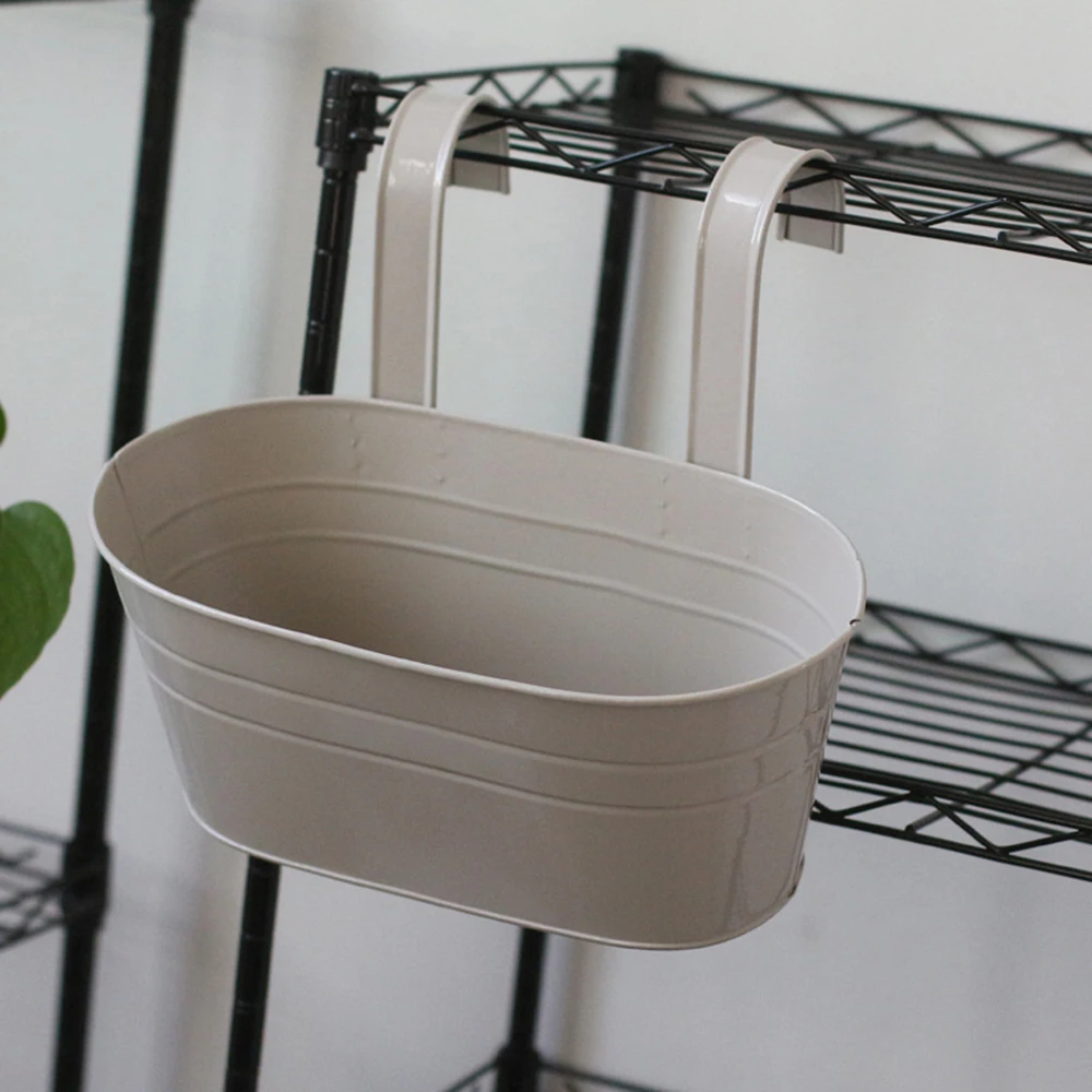 

1pc Flower Pot Oval Metal Plant Garden Hanging Planter Pots Small Items