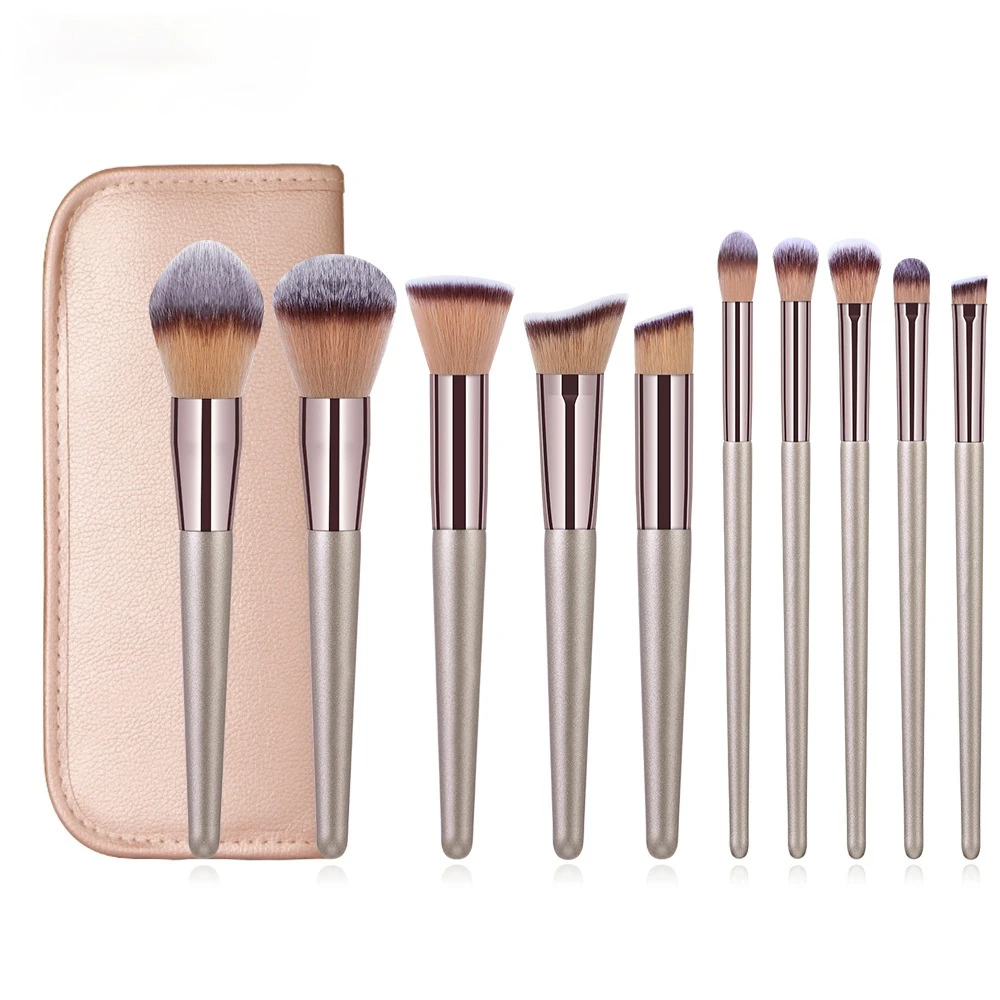 

10 makeup brushes set, champagne gold makeup brush, makeup brush, eye shadow brush, foundation brush, a full set of beauty tools