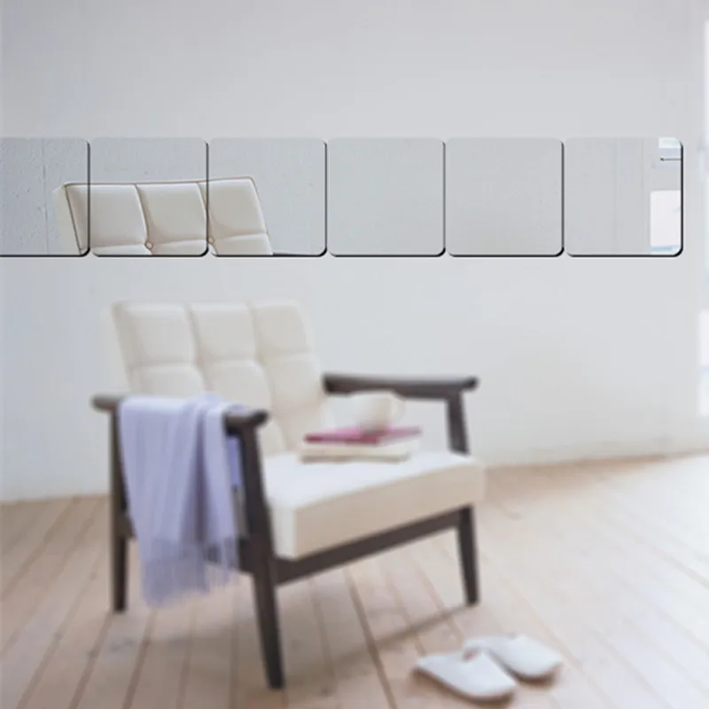 3D зеркальные настенные наклейки декор для ванной комнаты квадратные стерео