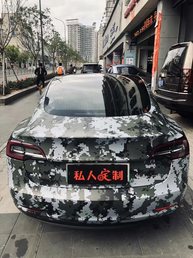Green Digital Car Wrap Sticker Pixel Camouflage Vinyl Film With Air Release Self Adhesive Motors Wrapping Foil | Автомобили и