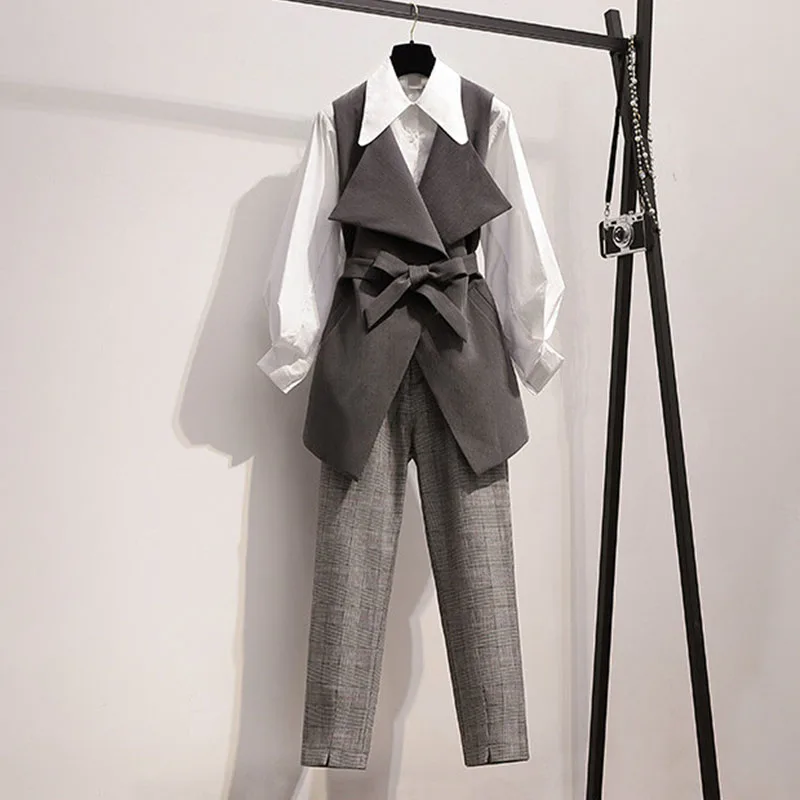 2020 рабочие брючные костюмы ol 2 шт набор для женщин Бизнес размера плюс рубашка