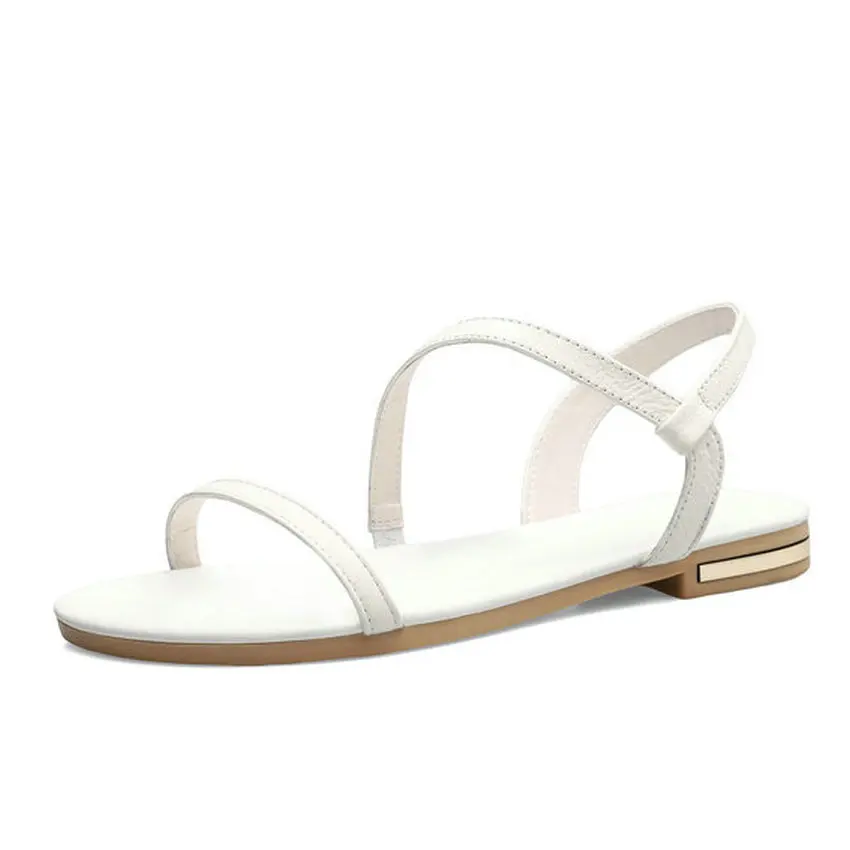 Женские босоножки из искусственной кожи на плоской подошве размеры 34