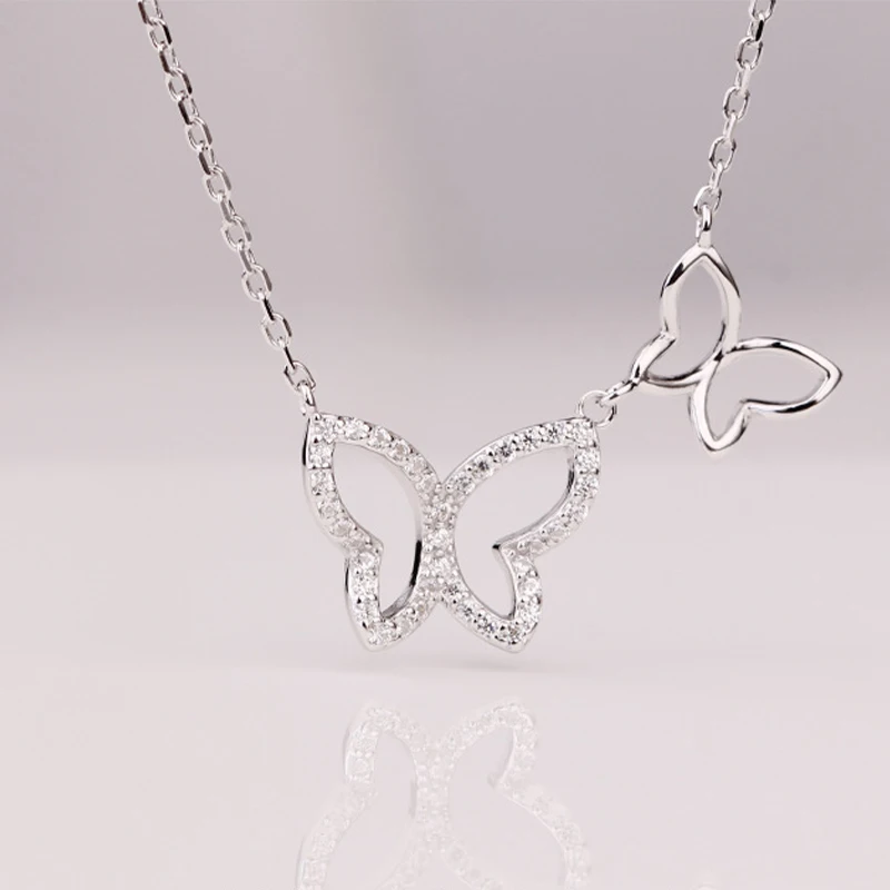 

Necklace For Women Real 925 Silver Chains Sterling Zircon Pendant Undefined Jewelry Fashion Goth Gold Chain Butterfly Fashion