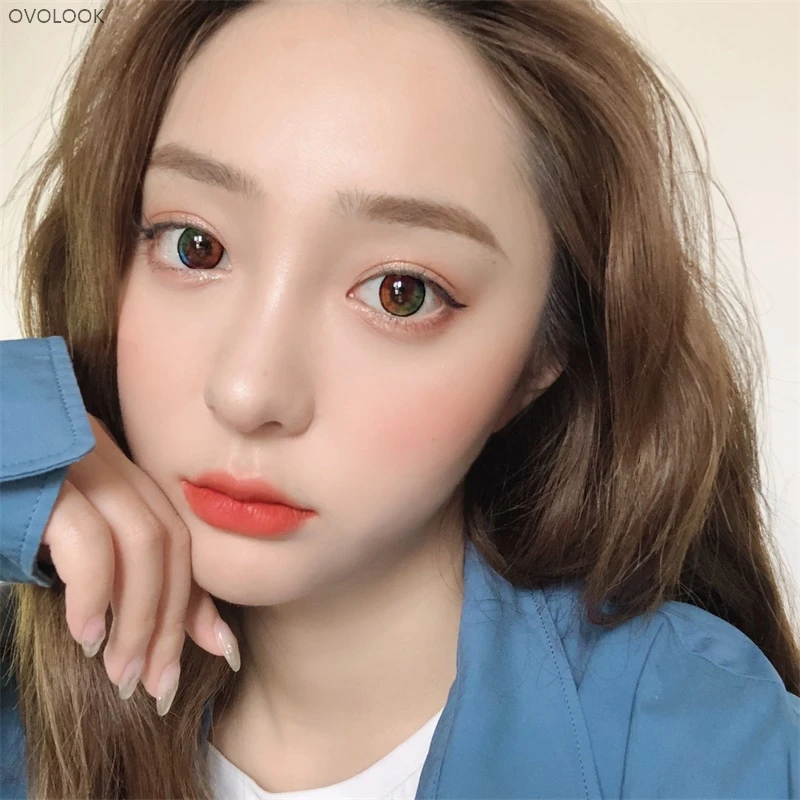 ovolook 2pcspair colored lenses for eyes rainbow contact lenses yearly use eye contacts colored contacts free global shipping