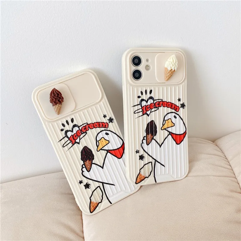 

Cute Cartoons Animal 3d Duck Couple's Soft Case For Iphone 11 12 Pro Max 7 8 Plus Xr X Xs Se 2020 Silicone Phone Cover Fundas