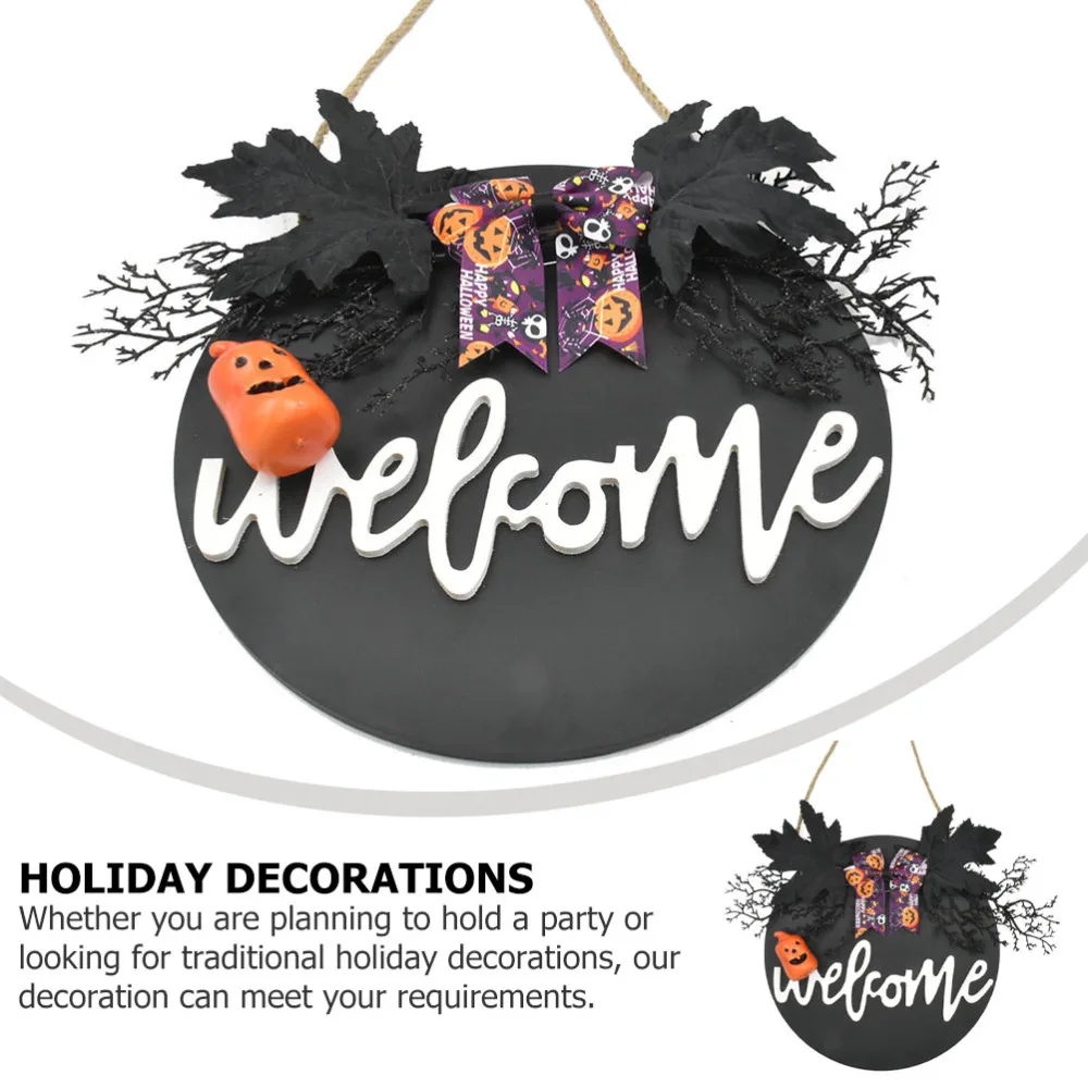 

1Pc Creative Decorative Wood Garland Ornament Door Window Decor Black