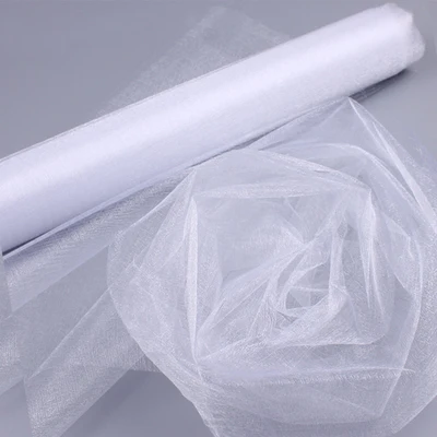 white 48 см x 5 м/10 м/15 м органза Кристальный Тюль Детская ванна Снежная пряжа для свадьбы Рождество День рождения DIY вечерние украшение арки - Цвет: white