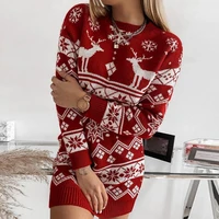 2021 women knitted sweaters fashion winter warm loose snowflake christmas o neck sweater oversize female knitwear for women