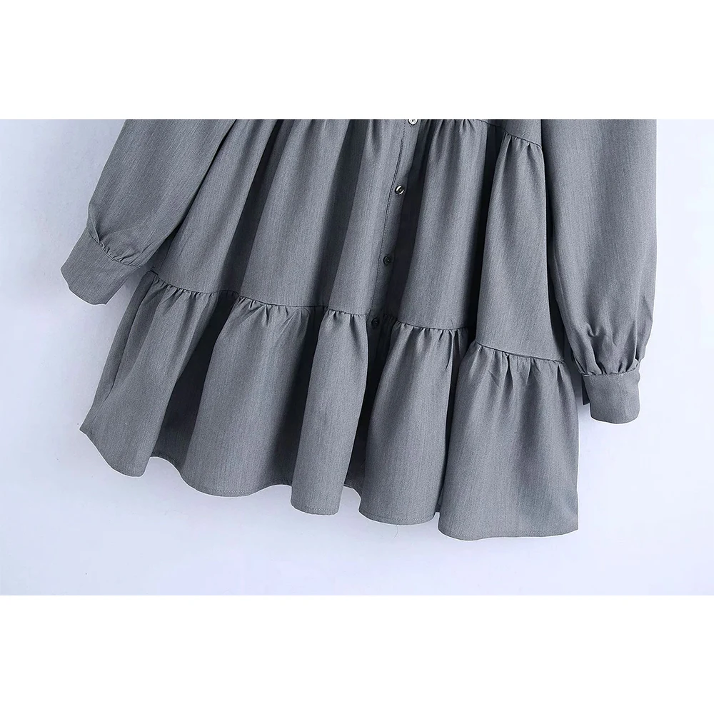 

Casual Fashion Contract Mini Woman Dress 2020 New Women Shirt-Dress Long Sleeves Collared Short Dress