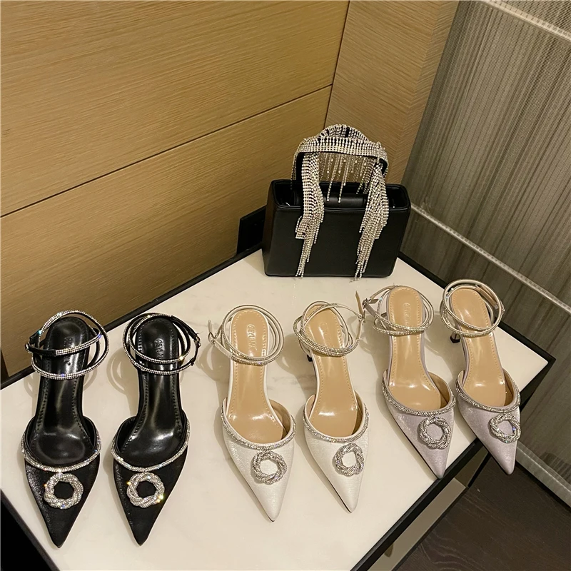 

Women Sandals 2021 High Heels Sexy Women Pumps Shoe Women Summer Shoes For Women Footwear Rhinestones Shoes High-Heeled Sandals