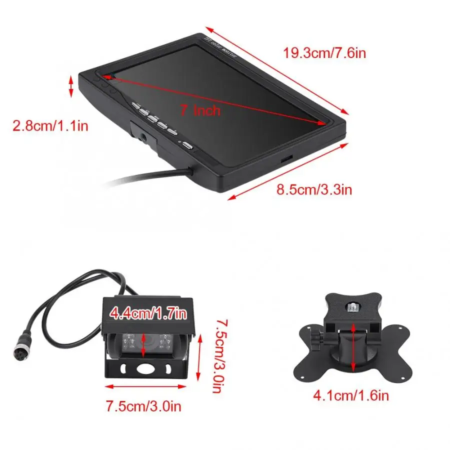 7 дюймов DC 12 V 24 800x480xRGB TFT ЖК монитор заднего вида Авто переключатель резервного