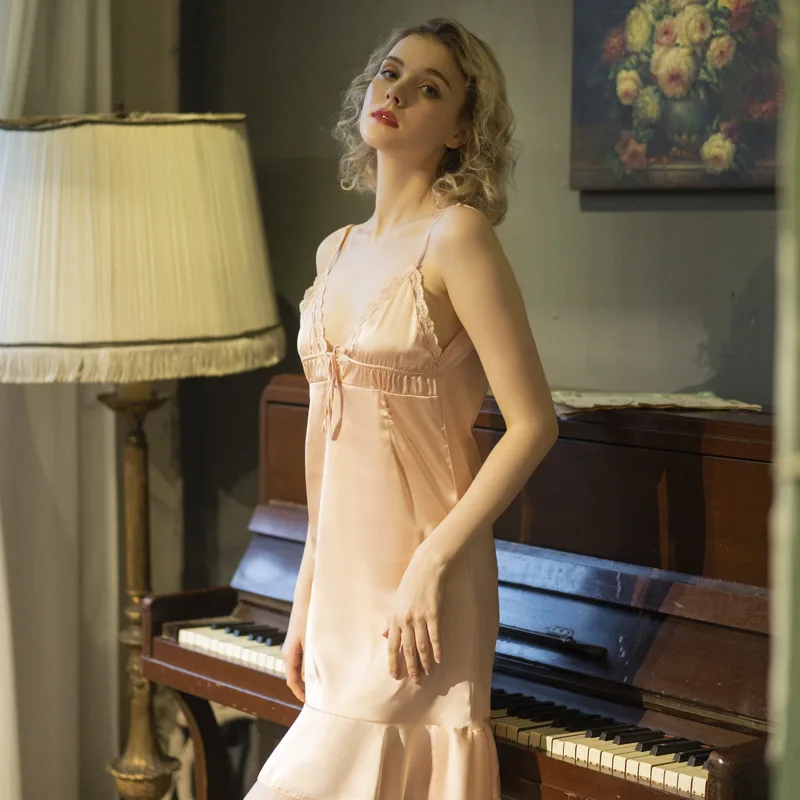 Соблазнительная ночная рубашка в стиле ретро мягкая прозрачная повязка с
