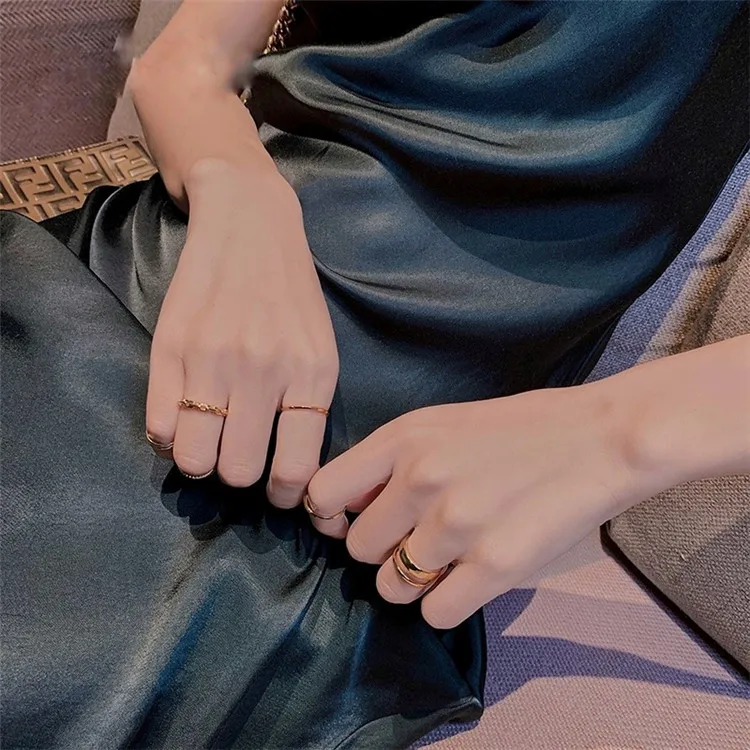 

8pcs Stylish Geometric Normcore Minimalist Gold Silver Color Twist Thi Metal Rings For Women Men Korean Japanese Ring Sets Jewel