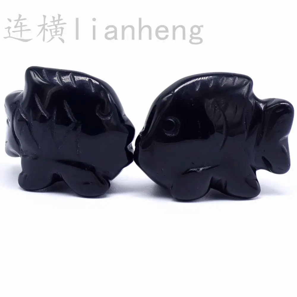 Высокое качество натуральный обсидиан рыба кварцевая резьба Исцеление Кристалл