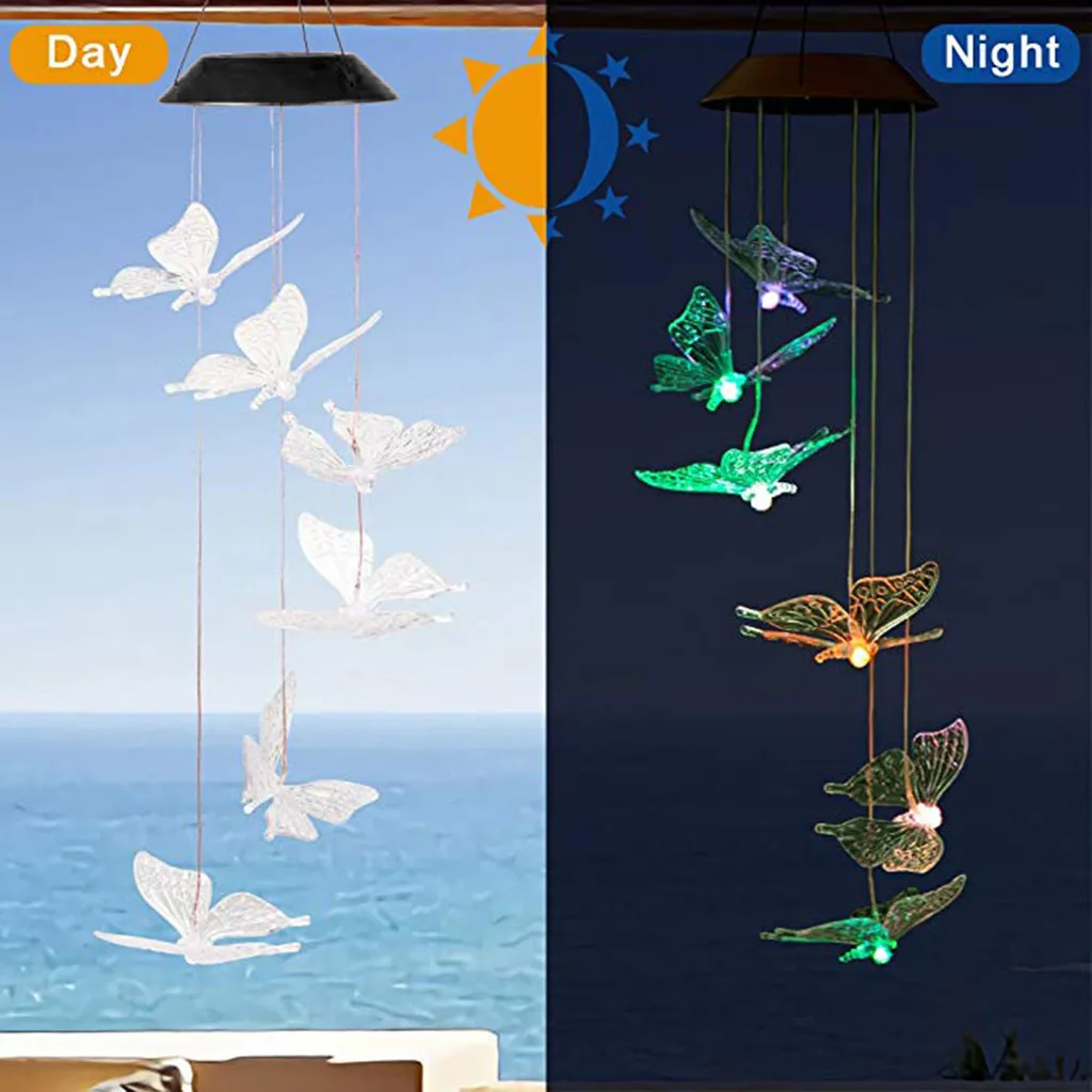 Светодиодный солнечный ветряной колокольчик с украшением в форме светильник