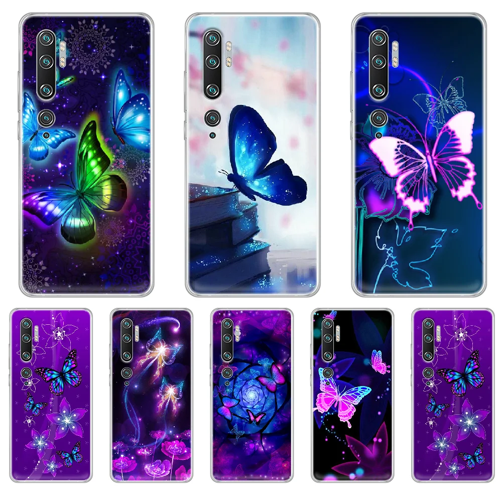 Фиолетовый красивый чехол для телефона с бабочками и цветами корпус XIAOMI MI 3 4 5 5X 8 9