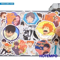 50 pieces anime haikyuu funny volleyball boys cartoon notebooks stationery phone laptop guitar suitcase skateboard bike stickers