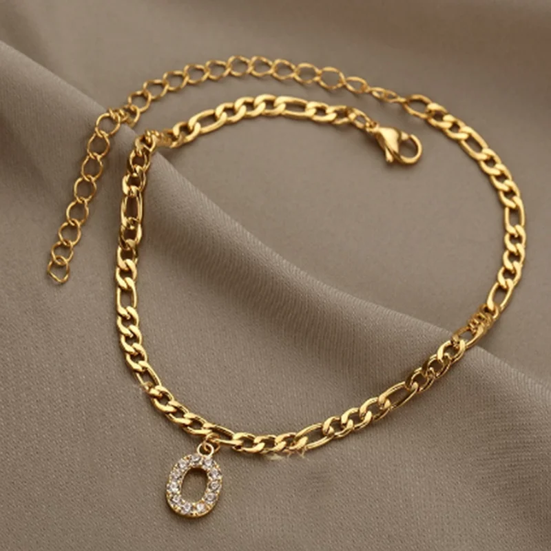 

Custom S925 Zircon Letter Anklet Bracelet Personalized 26 Initial Crystal Zircon Name Bangle for Women Jewelry