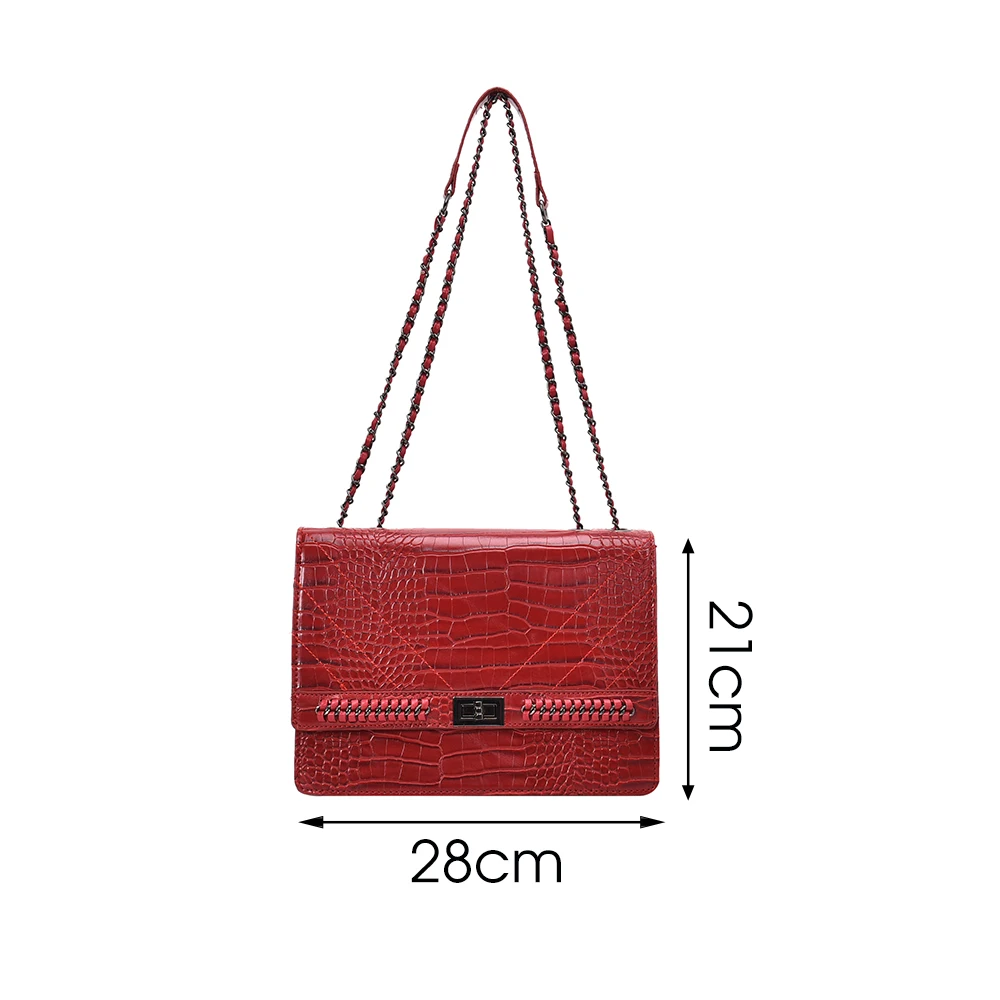 Fashion Crocodile Pattern Messenger Bags With Chain For Women Travel Outwear Quality Designer Pu Leather Female Shoulder |
