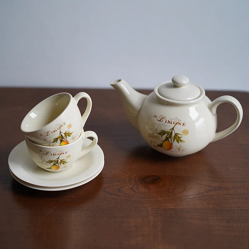

British Style Small Capacity Coffee Cup Set Porcelain Lemon Coffee Pot Coffeecup Saucer Afternoon Tea Set Coffeeware Supplier