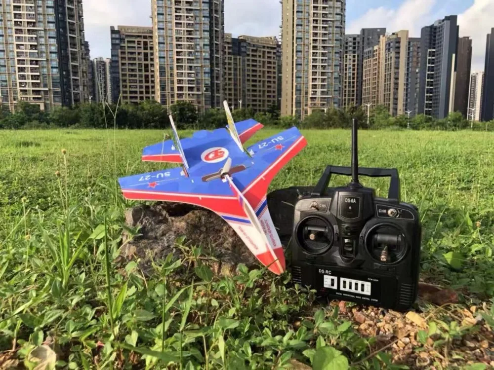 Rc фиксированная модель крыла Mini Su27 RC самолет с микрозоны MC6C передатчик с приемником и конструкцией частей для DIY RC самолета