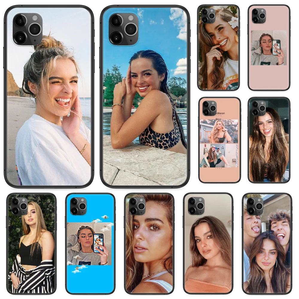 Чехол для телефона American IC girl Addison Rae iphone 4 4s 5 5S SE 5C 6 6S 7 8 plus X XS XR 11 PRO MAX 2020 Черный