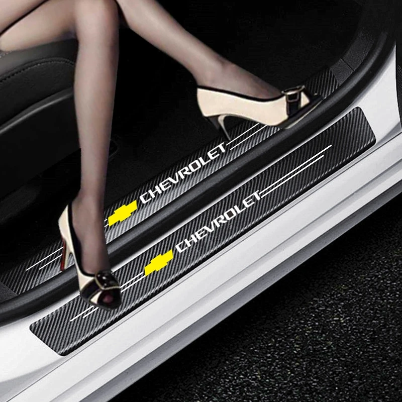 Стайлинг автомобиля 4 шт. наклейки из углеродного волокна на порог двери для Chevrolet