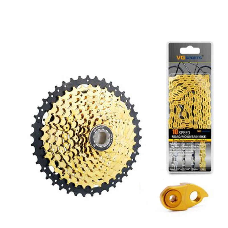 

VG спортивный горный велосипед MTB велосипедная кассета 10 скоростей велосипедные части Золотой свободный круг цепь комплект звездочек 11-42T