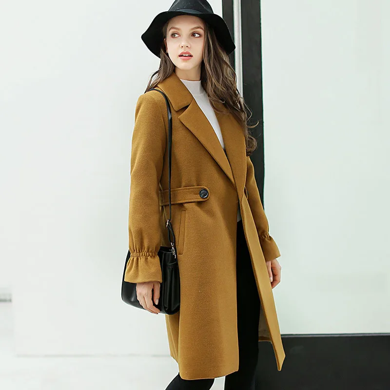 Новинка тонкая шерстяная куртка Женская ветровка на одной пуговице модная