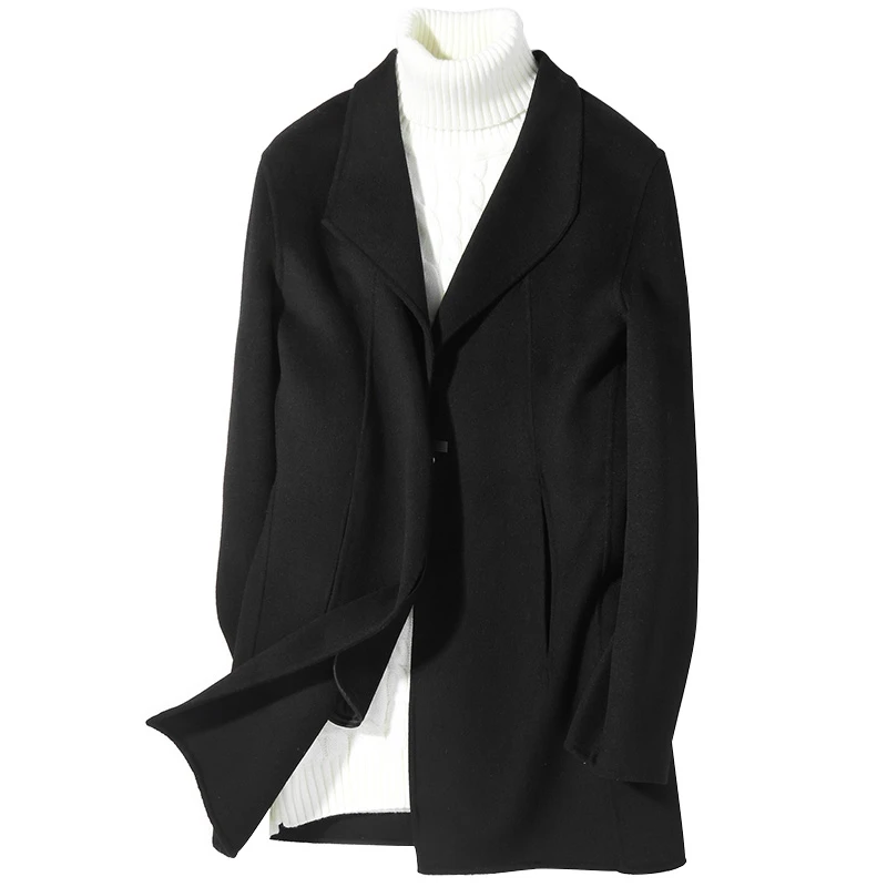 

Coat Double-faced Wool Homemade Woolen Spring Autumn Mens Coat and Jacket Long Overcoat Abrigo Hombre HS-02-2822 KJ2490