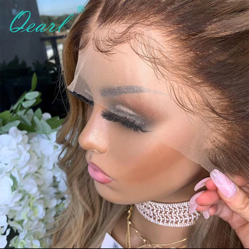 

Human Hair Lace Front Wig 13x4/13x6 Peruvian Remy Hair Caramel Blonde Balayage Natural Wave Wigs for Women 150% Glueless Qearl