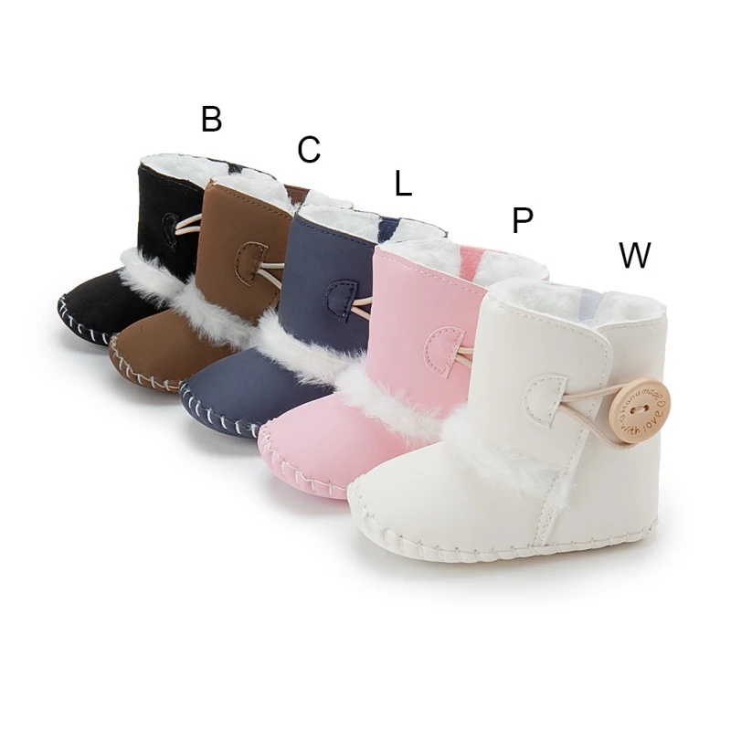 

Winter Baby Girl Boy Toddler Shoes Plus Velvet Warm Shoes Infant Soft Sole Leather Boots Newborn First Walker