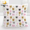 BlessLiving Princess Crown Cushion Cover Pink Decorative Pillow Case Girly Throw Pillow Cover for Sofa Bed Cartoon Kussenhoes 1