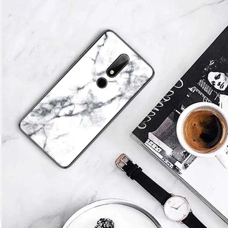 

Mokoemi Marble Pattern Glass Case For Nokia 4.2 8.1 7.1 6.1 3.1 Plus 9 8 Sirocco 7 1 Plus Phone Case Cover